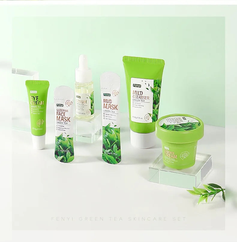 19pcs Gift Box Kit Green Tea Skin Rejuvenation Face Essence Korean Face Cream Fade Dark Circles Eye Cream Skin Care Products