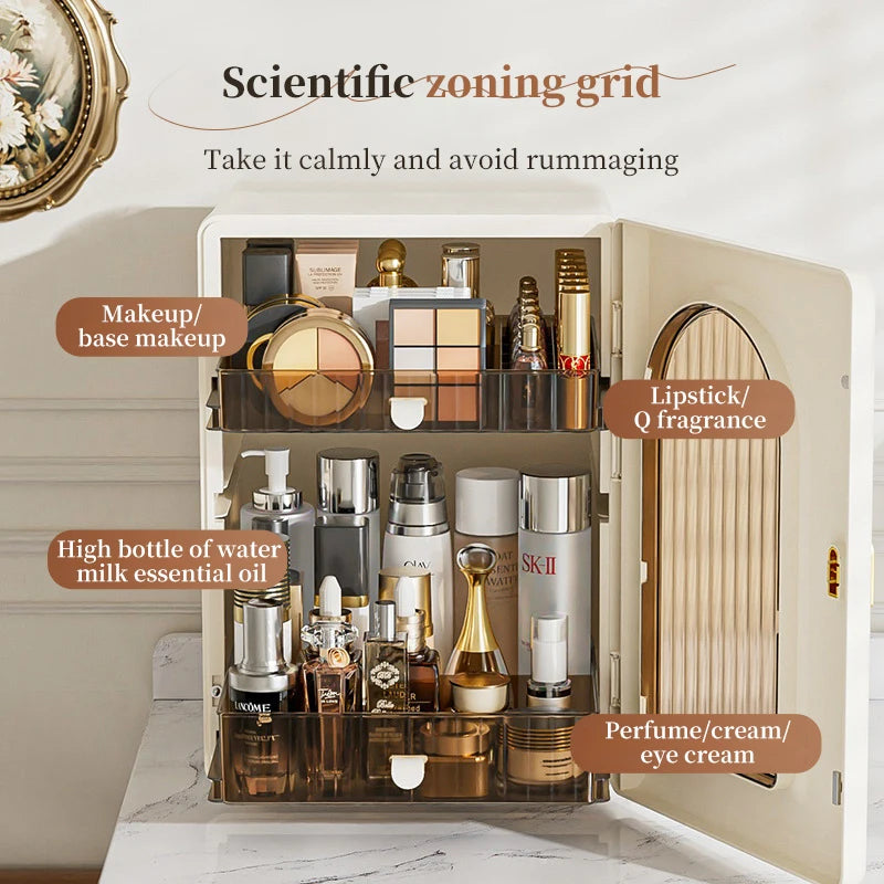 Desktop Cosmetic Storage Cabinet Large Capacity Drawer Makeup Organizer Box Luxury DustProof Perfume Lipstick Skincare Holder
