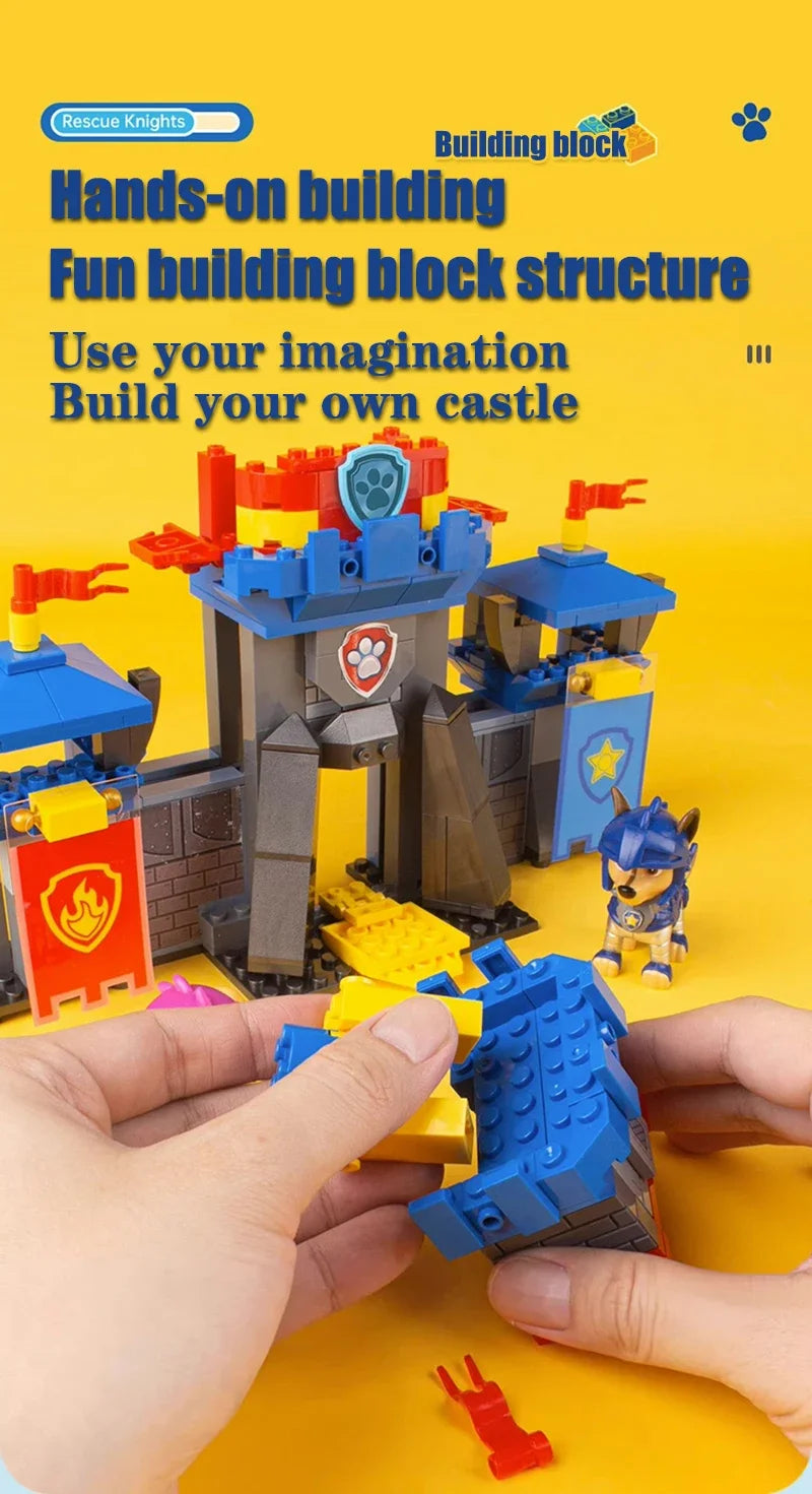 Paw Patrol Building Blocks Toys Rescue Knight Series Pullback Car Watchtower Rescue Base Command Center Lookout Tower Kids Gifts