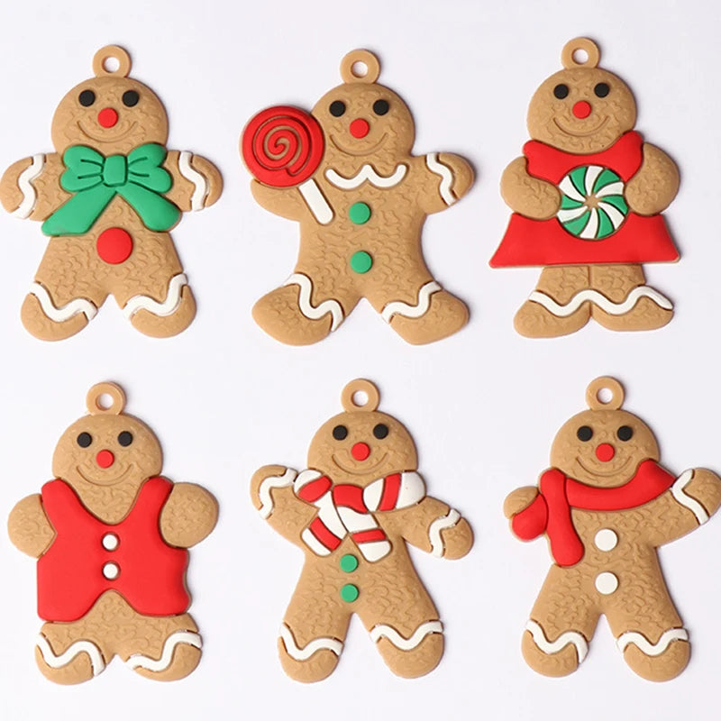 6pcs Christmas Tree Gingerbread Man Hanging Pendant Ornaments Set Christmas Decorations for Home Xmas New Year Gift  Supplies