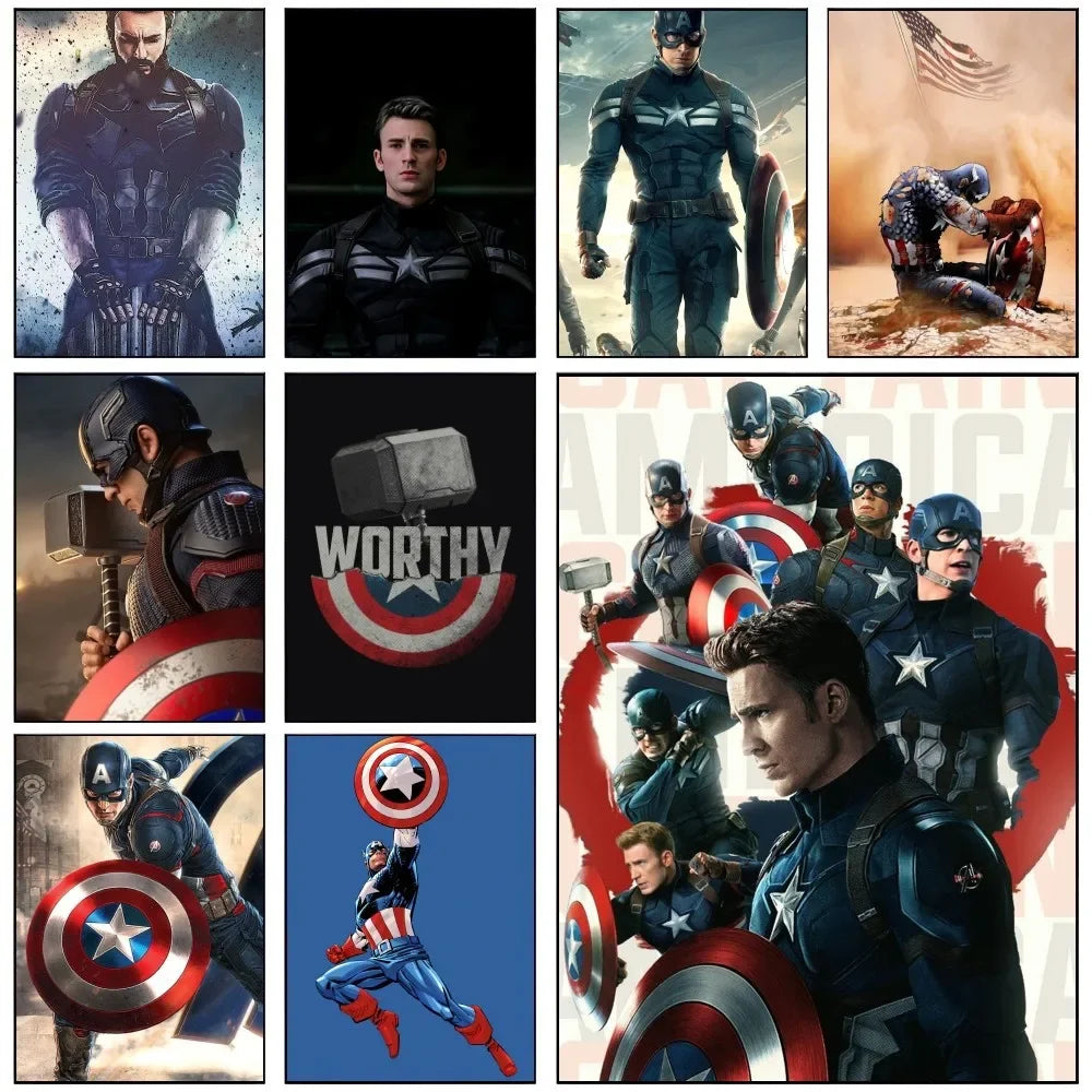 Marvel Movie Captain America Wall Art Posters Retro Style Modern Home Decor Canvas Painting Picture Prints Artwork Mural Print