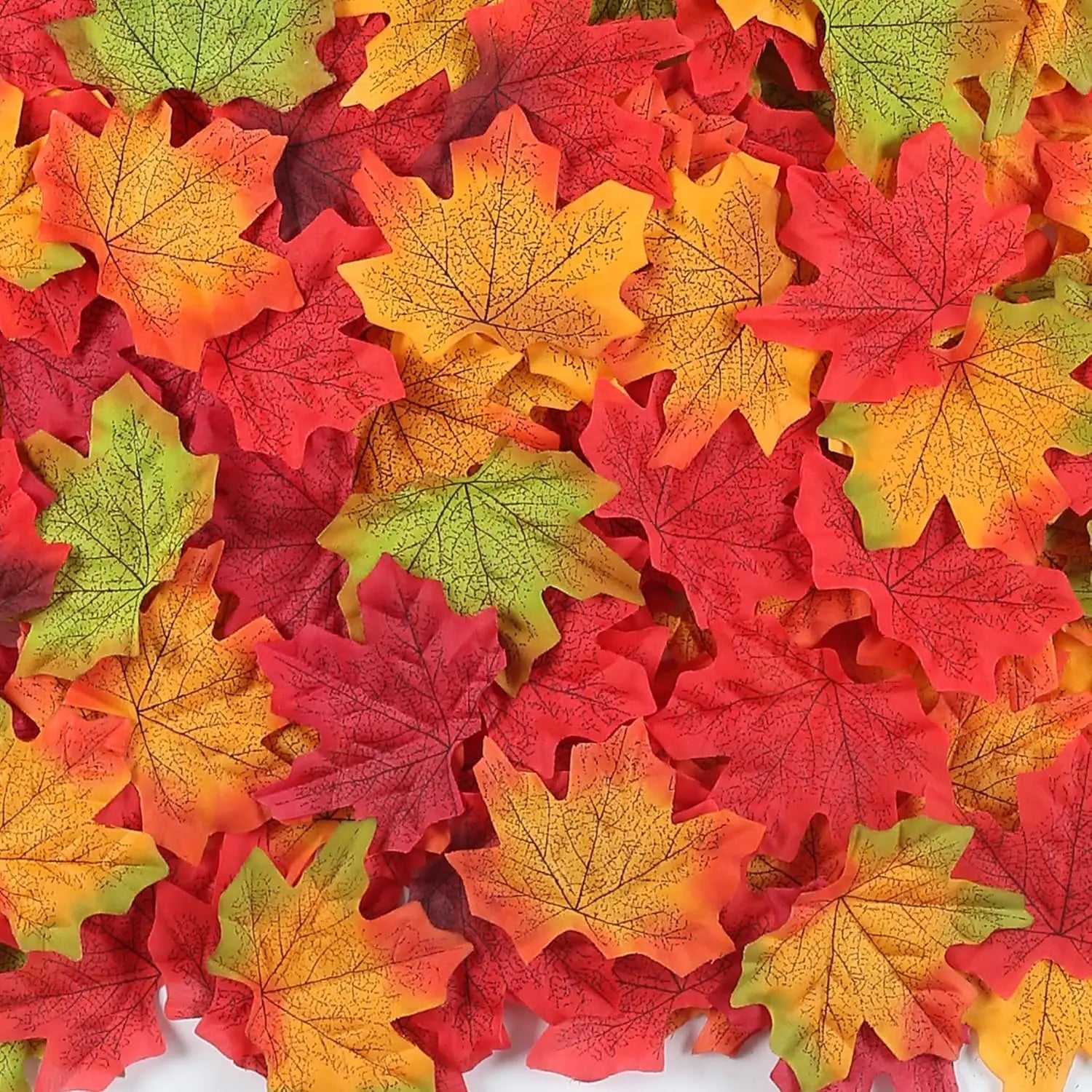 Yannew 500pcs Artificial Fall Maple Leaves Silk Leaf for Craft DIY Thanksgiving Wedding Party Decoration Autumn Home Table Decor