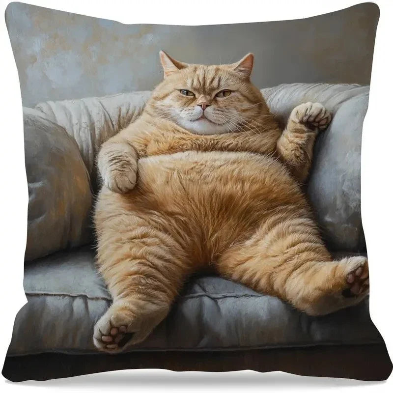 Cute Cartoon Cat Cushion Pillow Cover Simple Printed Throw Cushion Case Creative Home Sofa Decor Gift for Cat Lovers
