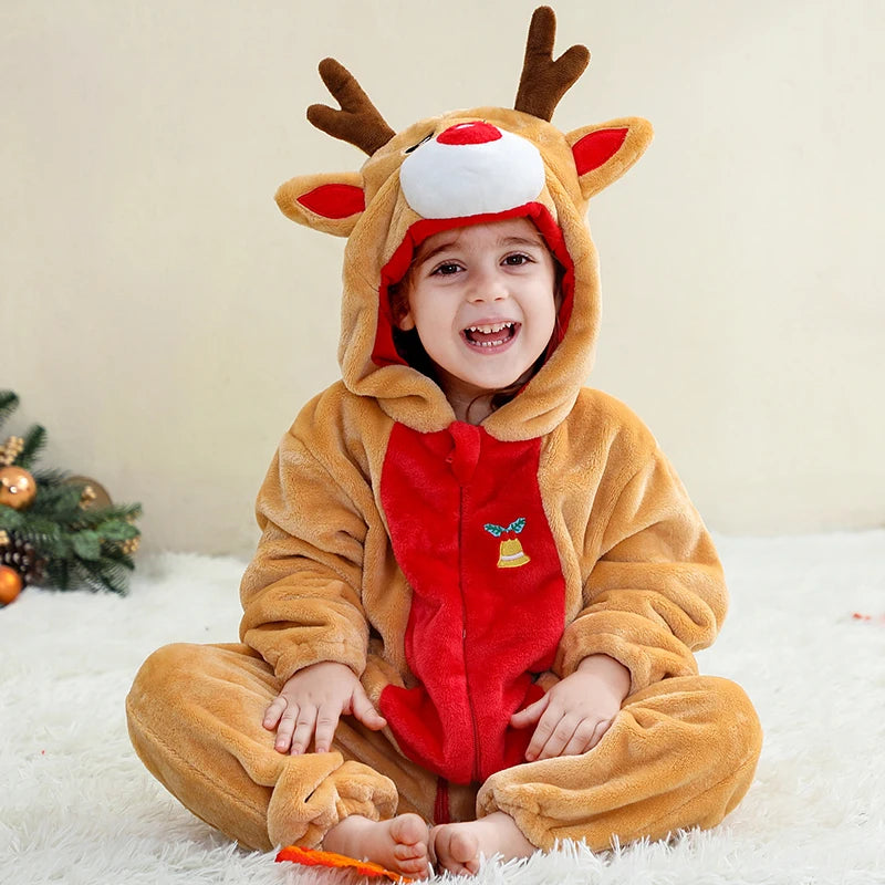 Winter Baby Rompers Baby Pijamas Halloween Ghost Bat Shark Deer Animal Cartoon Hooded Jumpsuits Cosplay Costume Boys Girl Pajama