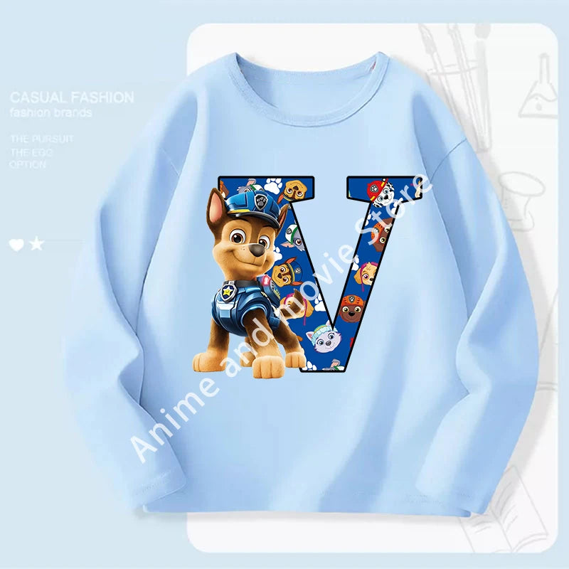 Paws Patrols Chases Child Long Sleeve Boys T-shirt Children Casual Clothing Cartoon Cute Printed Sweatshirt Anime New Kids Gifts