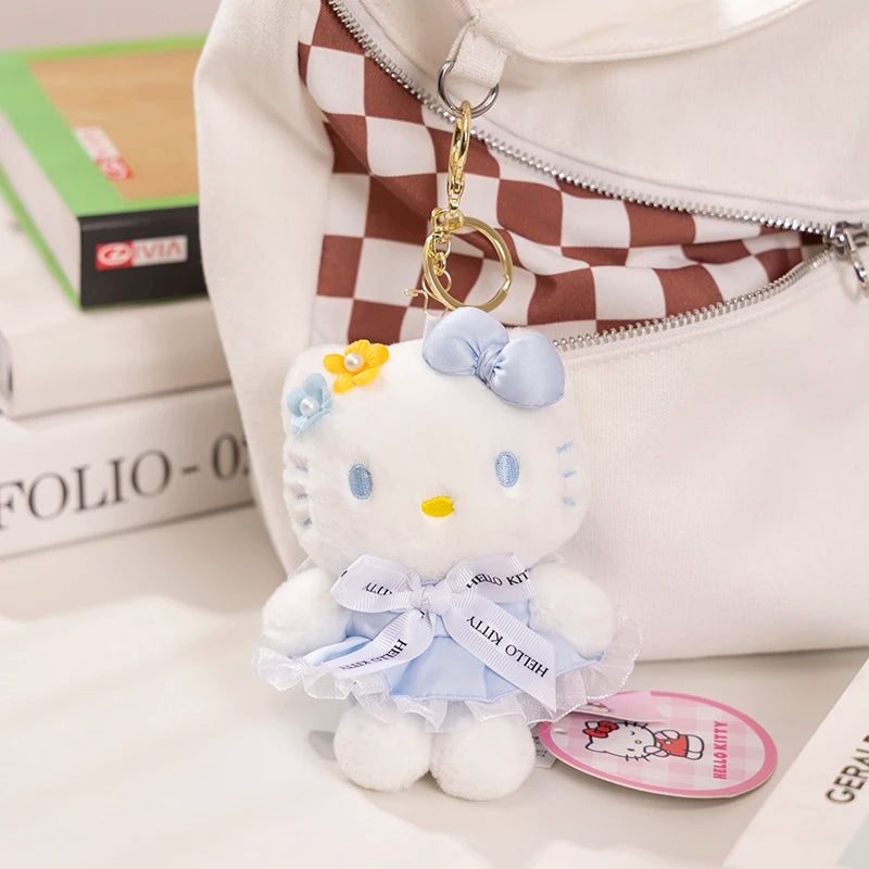 Genuine Sanrio Hello Kitty Cute Girl Keychain Car School bag Pendant Kids Plush Toys Keyring Plushier Birthday Thanksgiving Gift