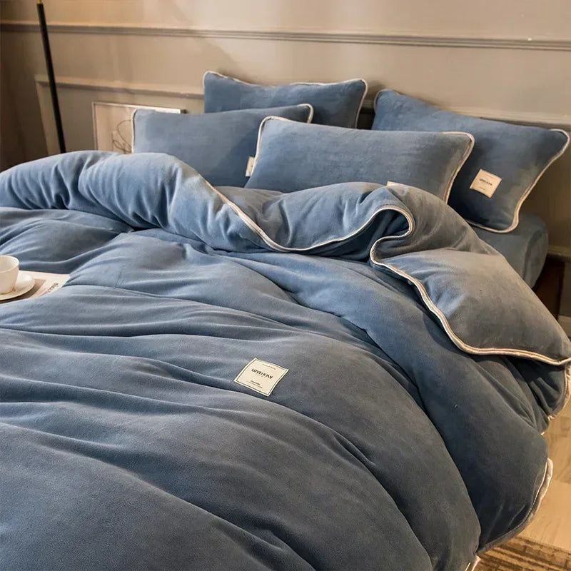 Winter New Coral Velvet Warm Quilt  Cover Soft Plush Quilt Cover Flannel Duvet Cover Bedding Home housse de couette 이불커버