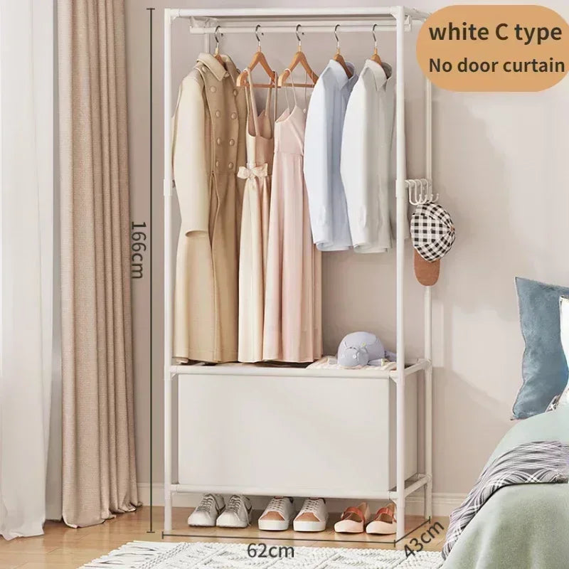 Armoire pour usage domestique, chambre à coucher, armoire en tissu simple et de grande capacité, robuste et durable, rangement anti-poussière, support organisateur de garde-robe
