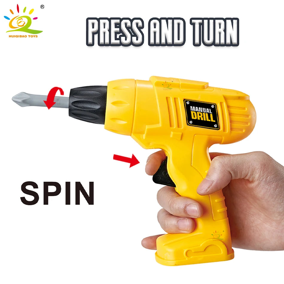 Children's Toolbox Engineer Simulation Repair Tools Drill Saw Screwdriver Pincers Kit Pretend Play House Toys for Kid Gift
