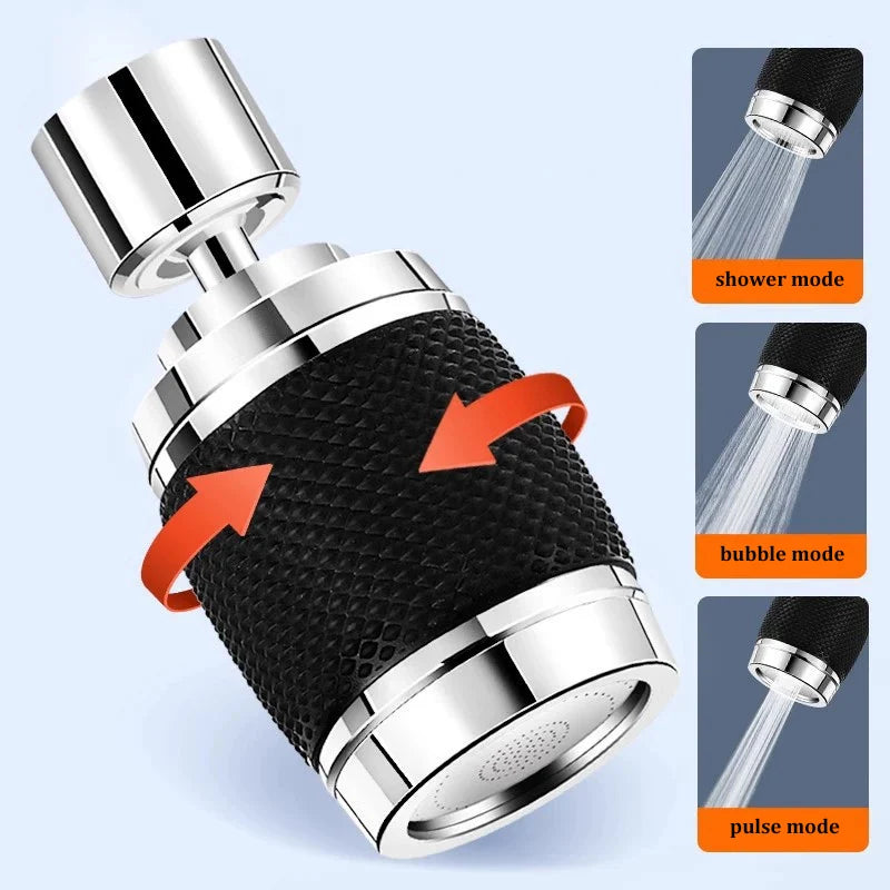360° Rotating Filter Pressurized Universal Faucet 3 Modes Splash-proof Water-saving Kitchen Supplies