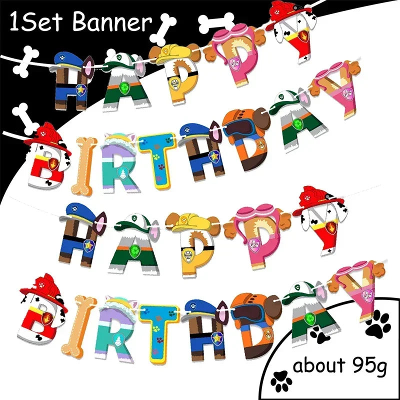 paw patrol rubble theme animals party supplies decorations kids birthday disposable tableware plate tablecloth party theme favor