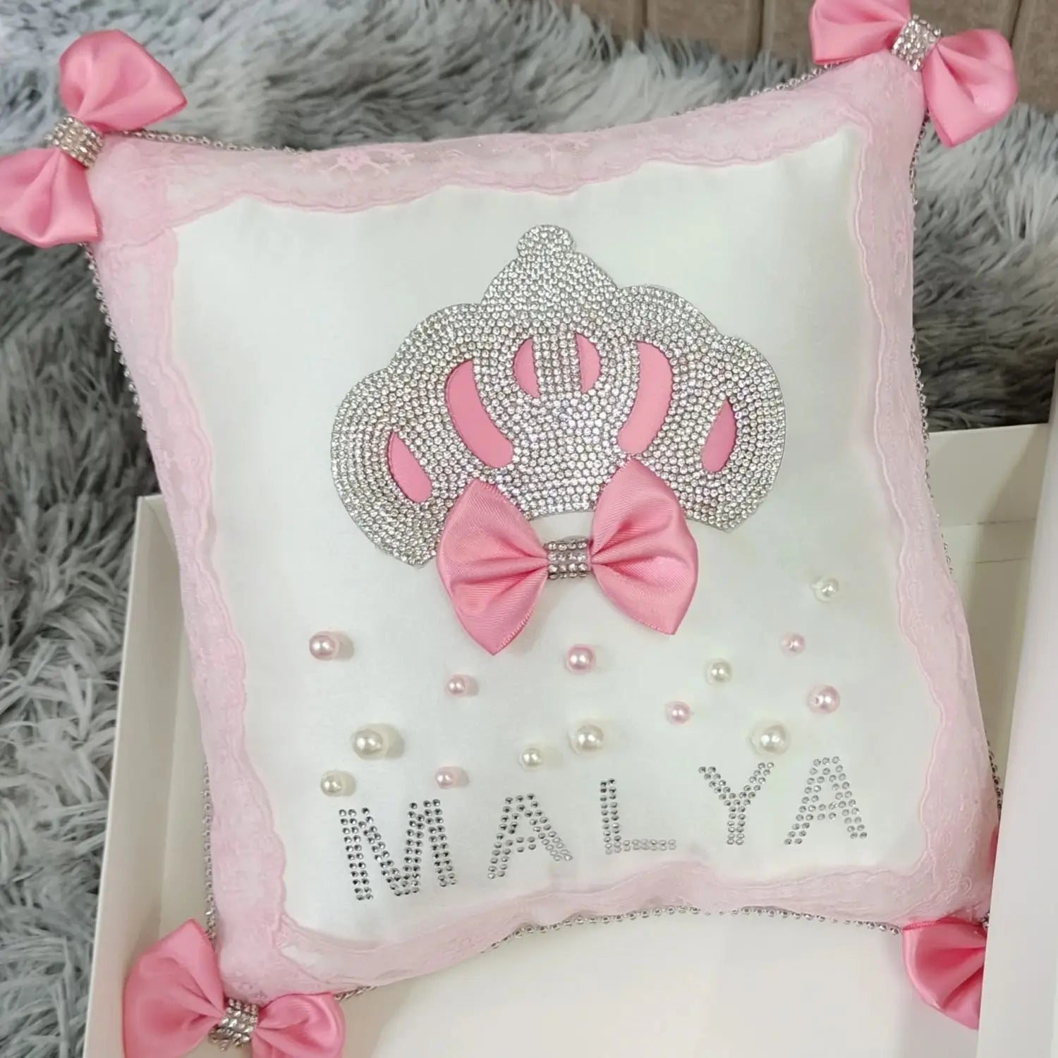 Customized Baby Name Newborn Pink Crown Jewels Gift Set 3pcs Outfits Pajamas Receiving Blanket Welcome Home Ceremonial dress