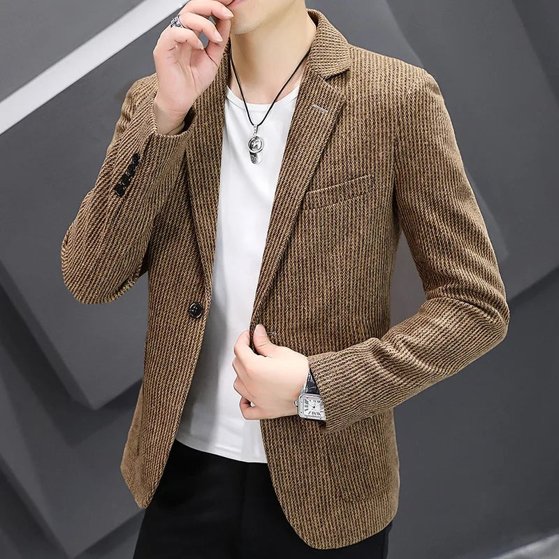Nouveau Blazer pour homme mode Gentleman slim laine