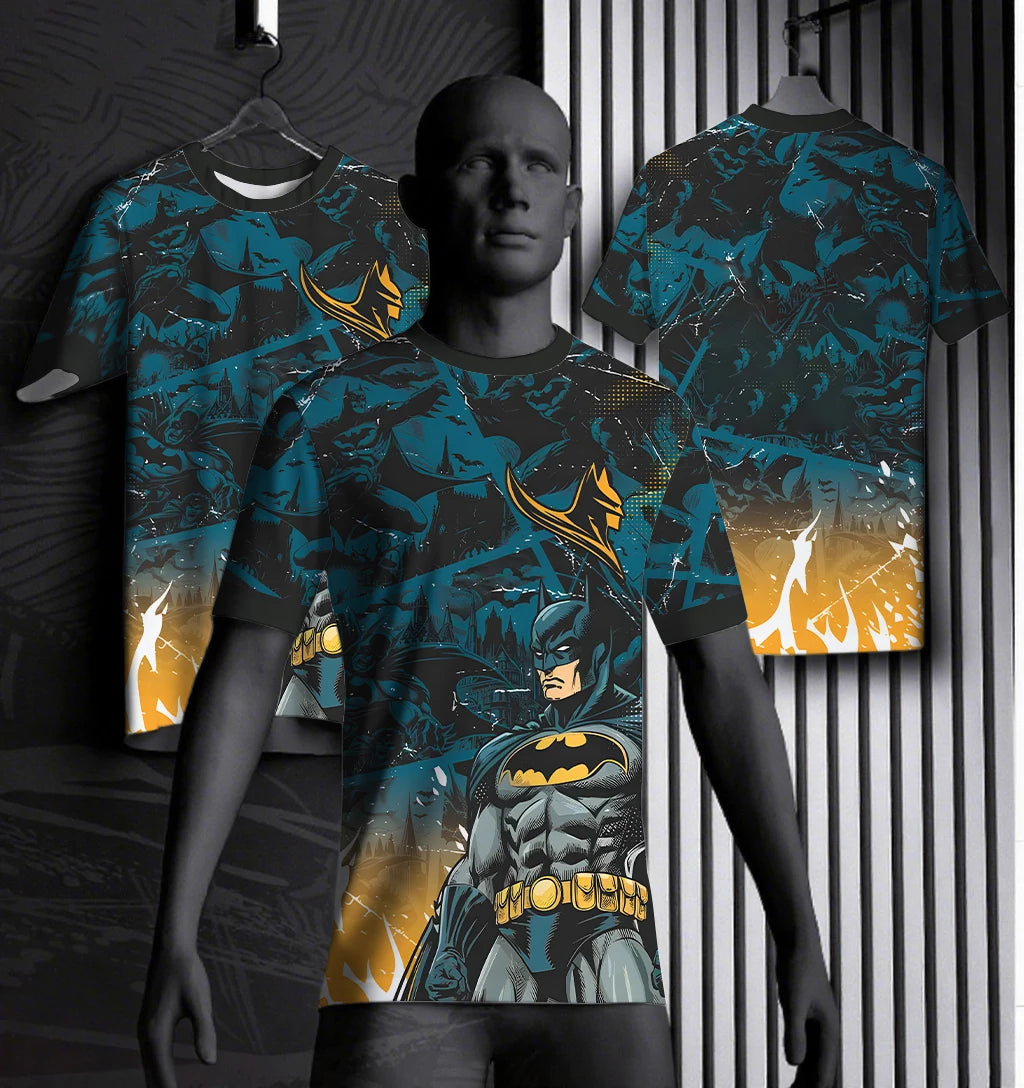 Marvel Batman Printed Men's T-shirt Running Loose T-shirt Gym Fitness Jogging Short Sleeve Men's Casual Shirt Top DIY Jersey