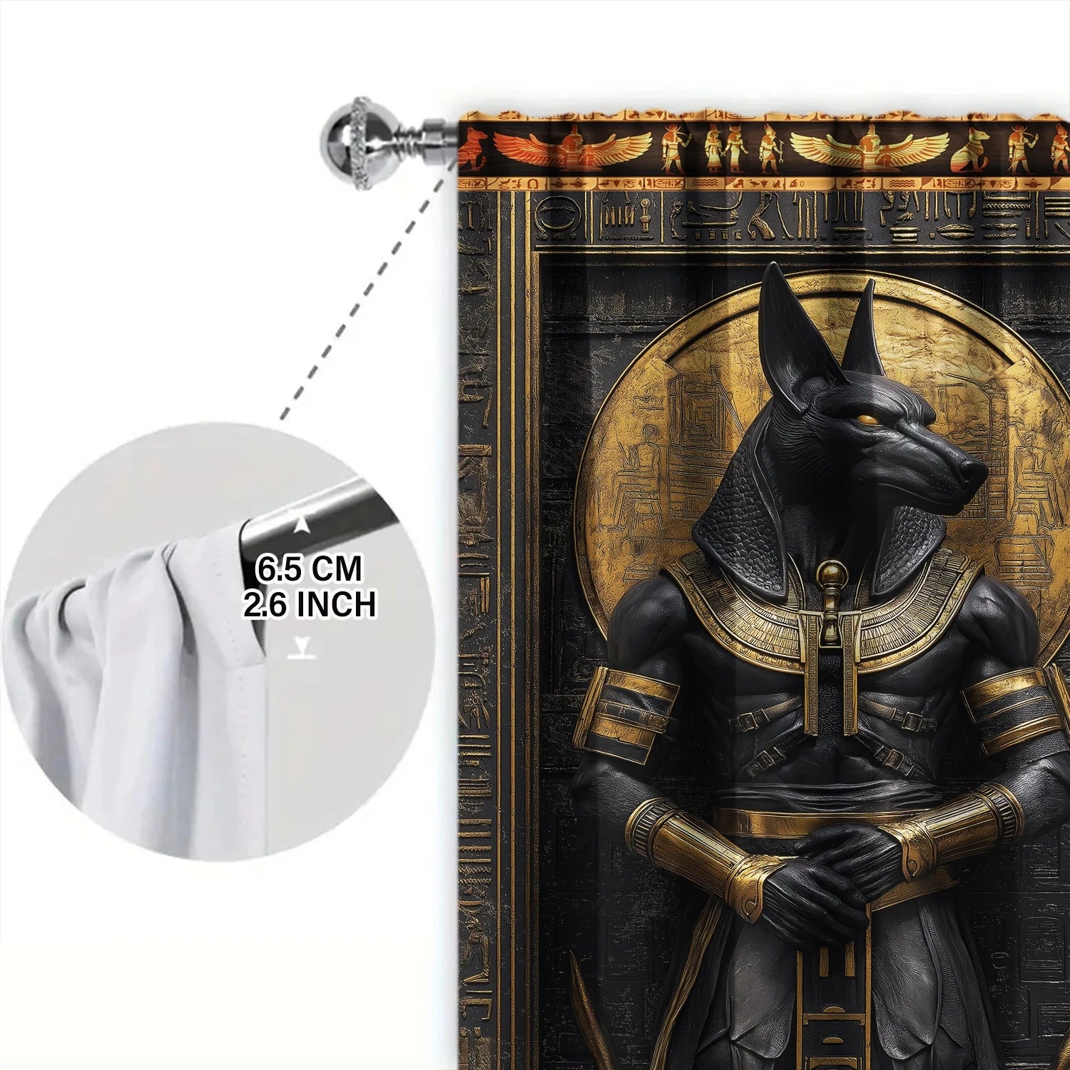 2pcs Anubis Ancient Egypt Printed Curtain - Artistic Home Decoration Curtains, All Season Decorative Curtains