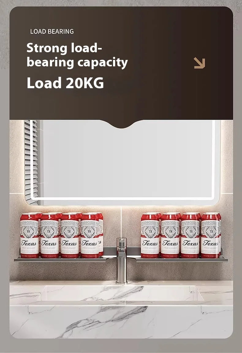 Kitchen and bathroom storage rack, washbasin rack, suction cup mirror, front rack, bathroom sink, faucet, wall mounted