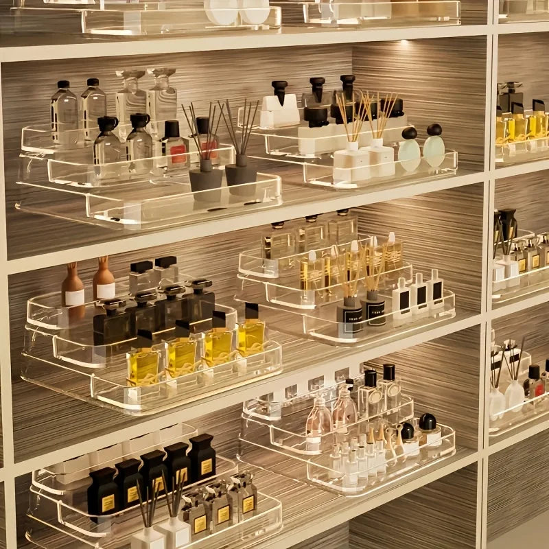 Perfume storage box-Cosmetic storage box, sturdy transparent rack, suitable for kitchen and bathroom countertop cabinet storage