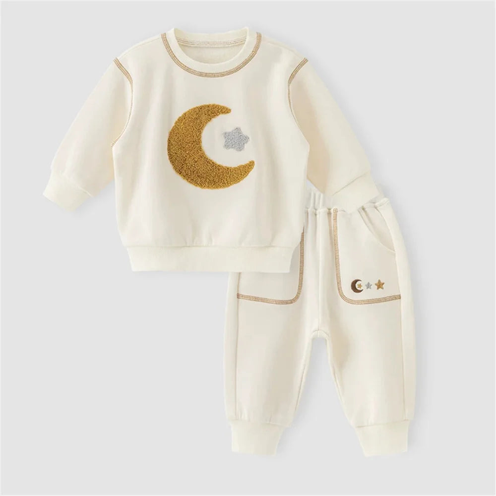New Spring Autumn Baby Suits Cute Embroidered Sweatshirt + Pant 2Pcs Toddler Boy Girl Clothing