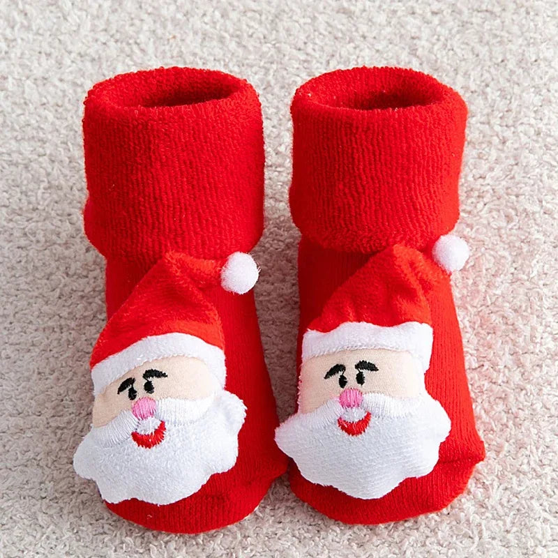 Baby Christmas Socks Kids Children's Socks for Girls Boys Non-slip Print Cotton Toddler for Newborns Infant Short Socks Clothing