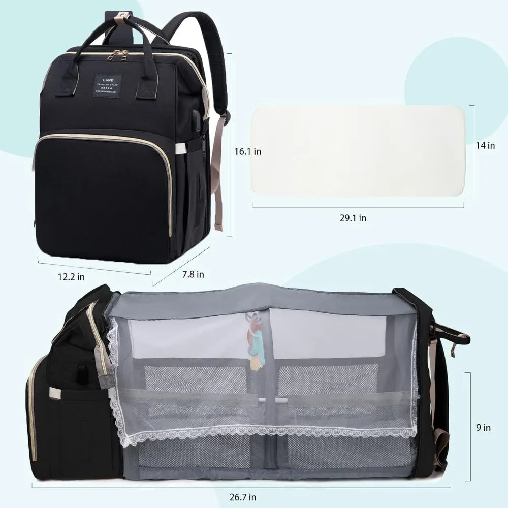 Mommy Bag Lightweight Portable Folding Crib Bed Large-capacity Travel Maternity Bags Baby Backpack Female Mommy Outting Bag