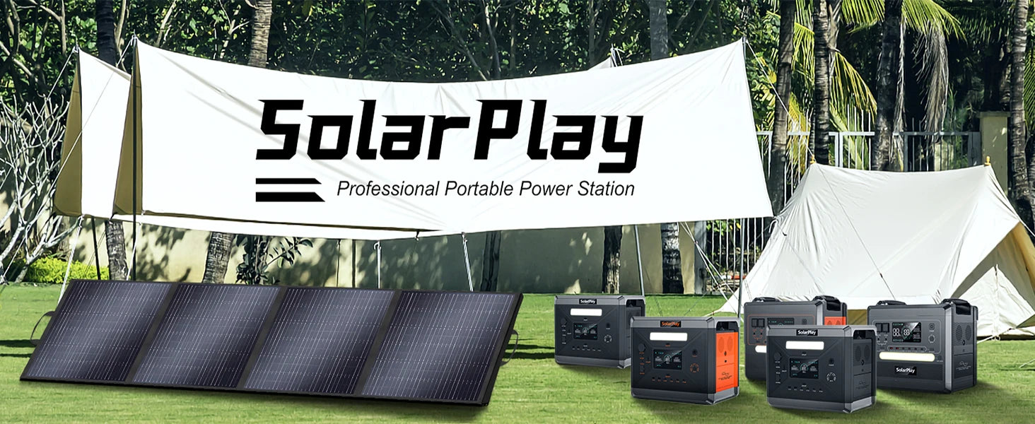 SOLARPLAY Q2501 Q2402M Portable Power Station 2160WH 2304WH LiFePO4 Battery with 2400W/2500W (4800W Peak) Solar Generator
