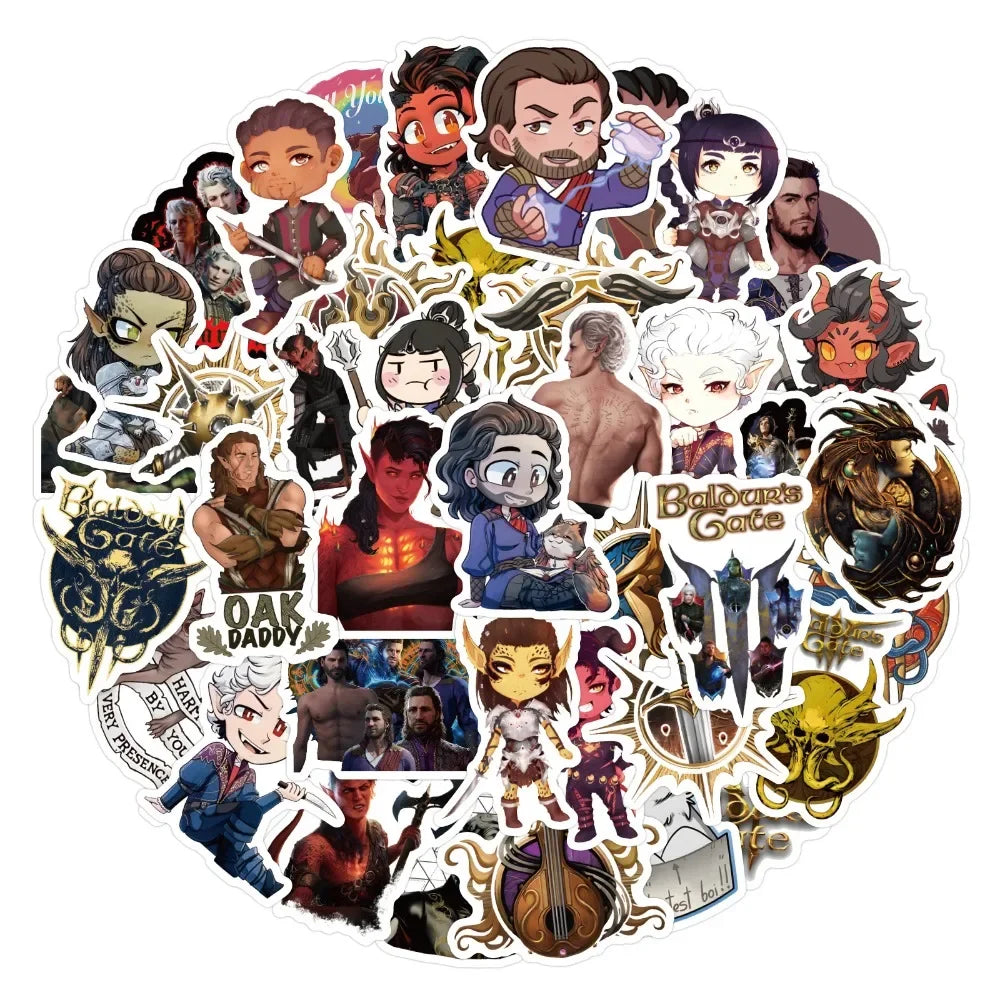 10/54Pcs Vintage Classic Games BG3 Stickers Funny Decoration Decals Toy Gift PVC DIY Laptop Suitcase Guitar Skateboard
