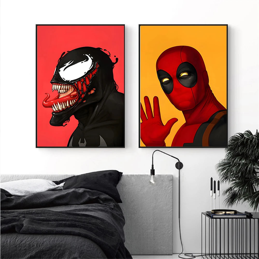 Marvel Movies Superheroes Wall Art Poster SpiderMan Lron Man Cartoon Canvas Painting Print Kids Room Home Decor Mural