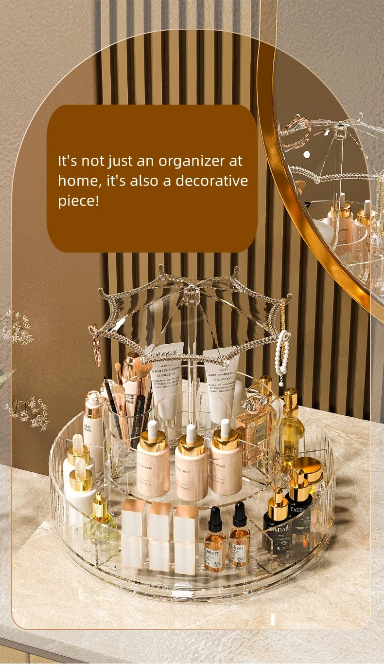 New Rotatable Cosmetic Organizer Storage Box Acrylic Transparent Skin Care and Make Up Desktop Organizers Cosmetic Storage
