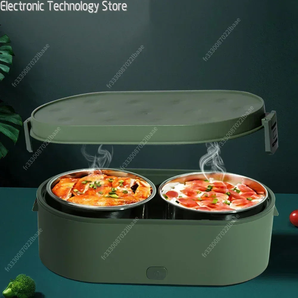 Electric Mini Lunch Box USB Charging Food Heater Container Car Home Travel Portable Rice Cooker Warmer Stainless Steel Bento Box