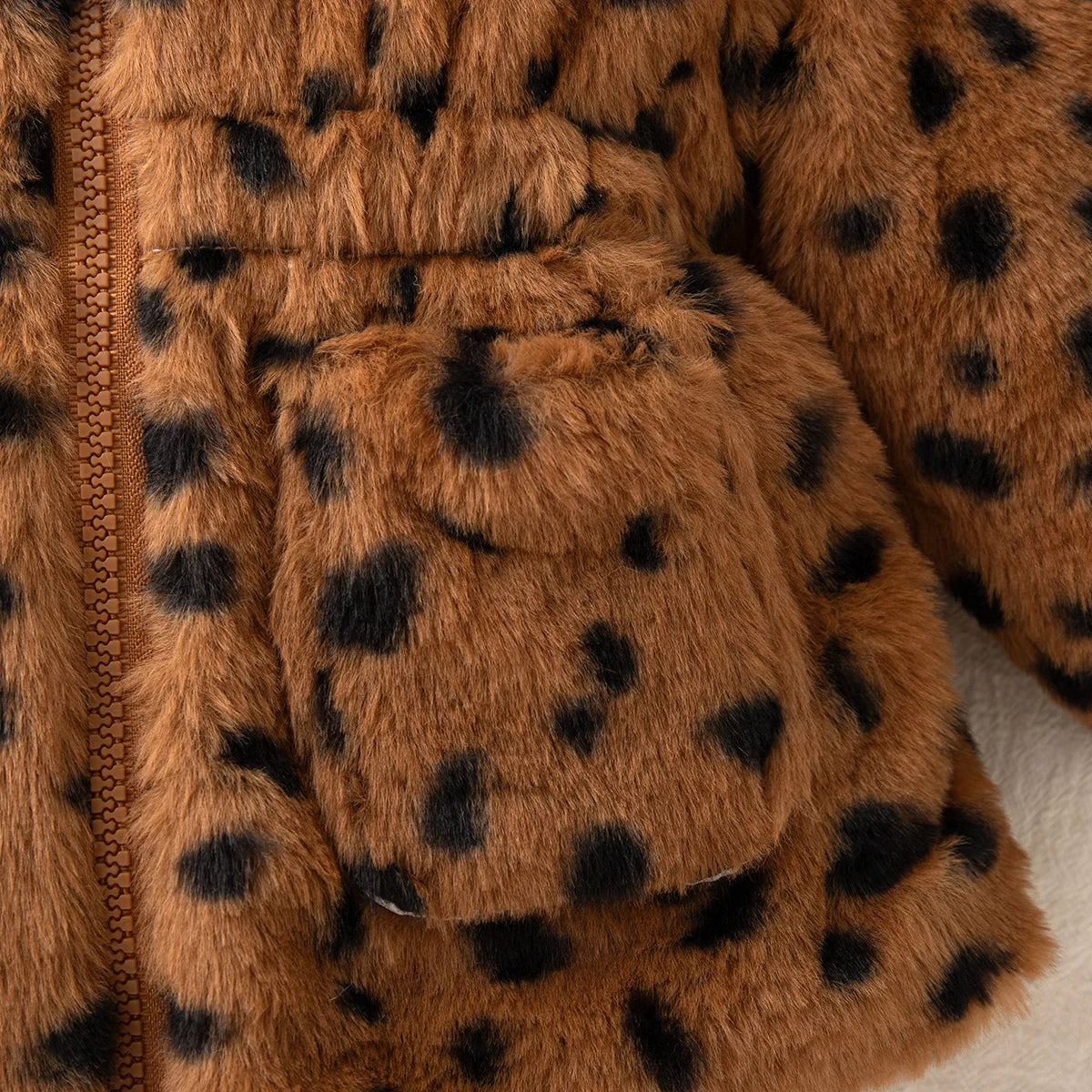 Baby Clothes Girl Winter Full Printed Spot Pattern Warm Lamb Suede Baby Girl's Outerwear Hooded Cute Casual Girl's Coat