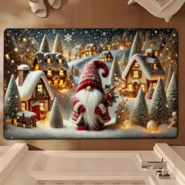 Christmas Gnome Pattern Door Mat Soft Carpet  Living Room Kitchen Bedroom Bathroom Laundry Room Christmas Home Christmas Decor