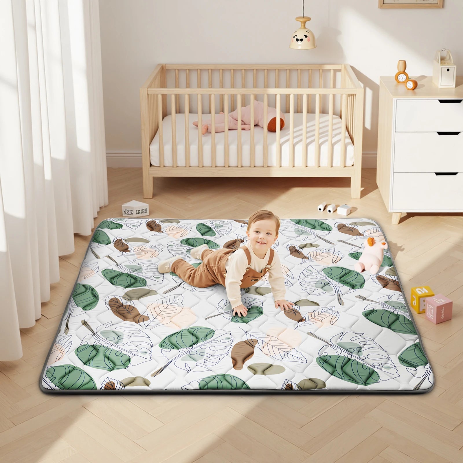 Baby Play Mats, Crawling Playpen Mat, Thicken Soft Padding Foam Playmat Foldable Crawling Mats, Non-Slip & Machine Washable