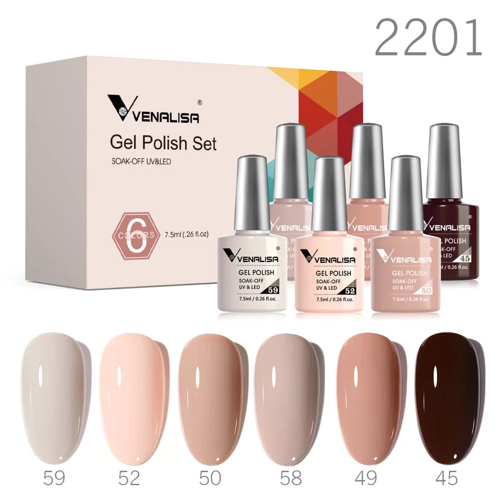 6pcs/kit VENALISA Collection de couleurs de Noël Ongles d’hiver