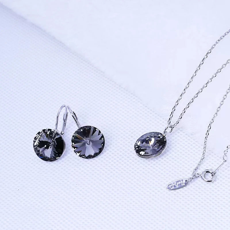 Silver Color Bella Jewelry Sets Crystals from Austria Pendant Necklace Drop Earrings for Women Party Wedding Evening Accessories