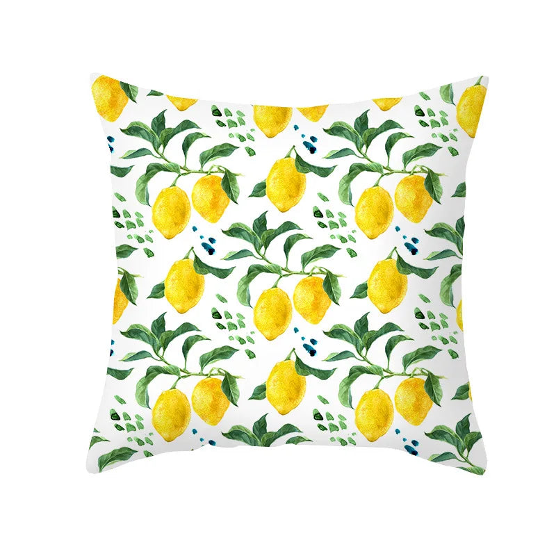 Yellow Lemon Pattern Cushion Cover Summer Decorative Pillow Covers Single Sided Printed Pillow Covers For Sofa Bedroom Office