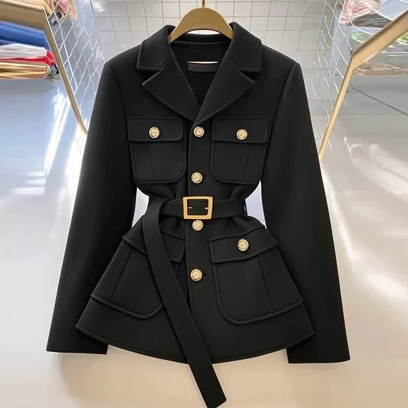 Women Long Sleeve Office Blazers Coat Autumn Winter Solid Casual Single Breasted Apricot Chic Blazer Top Ladies Jackets Clothes