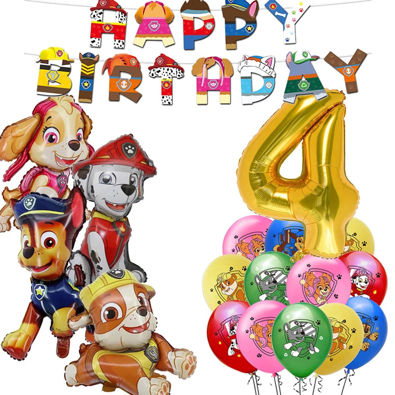 Paw Patrol Birthday Decoration Tableware Tablecloth Children Gift Candy Box Backdrop Dog Balloon Party Favors For Kids Birthday