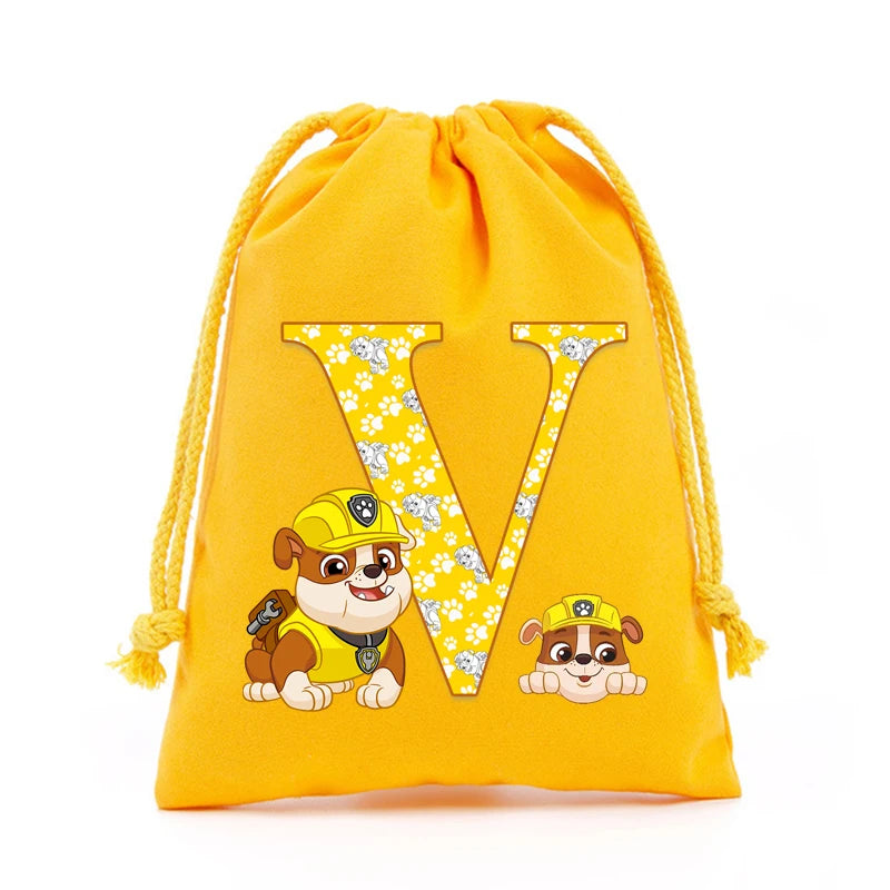 Paw Patrols Drawstring Storage Bag Rubble A-Z Letter Candy Gift Package Cartoon Key Pouch  Earphone Data Cable Dustproof Sacks
