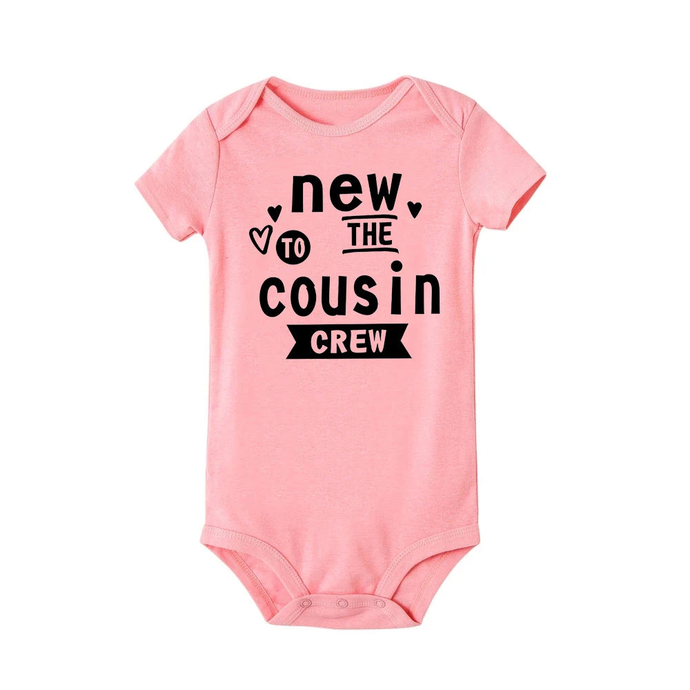 New To The Cousin Crew Print Newborn Bodysuit Baby Boy Girl Short Sleeve Romper Summer Baby Toddler Clothes Infant Shower Gifts