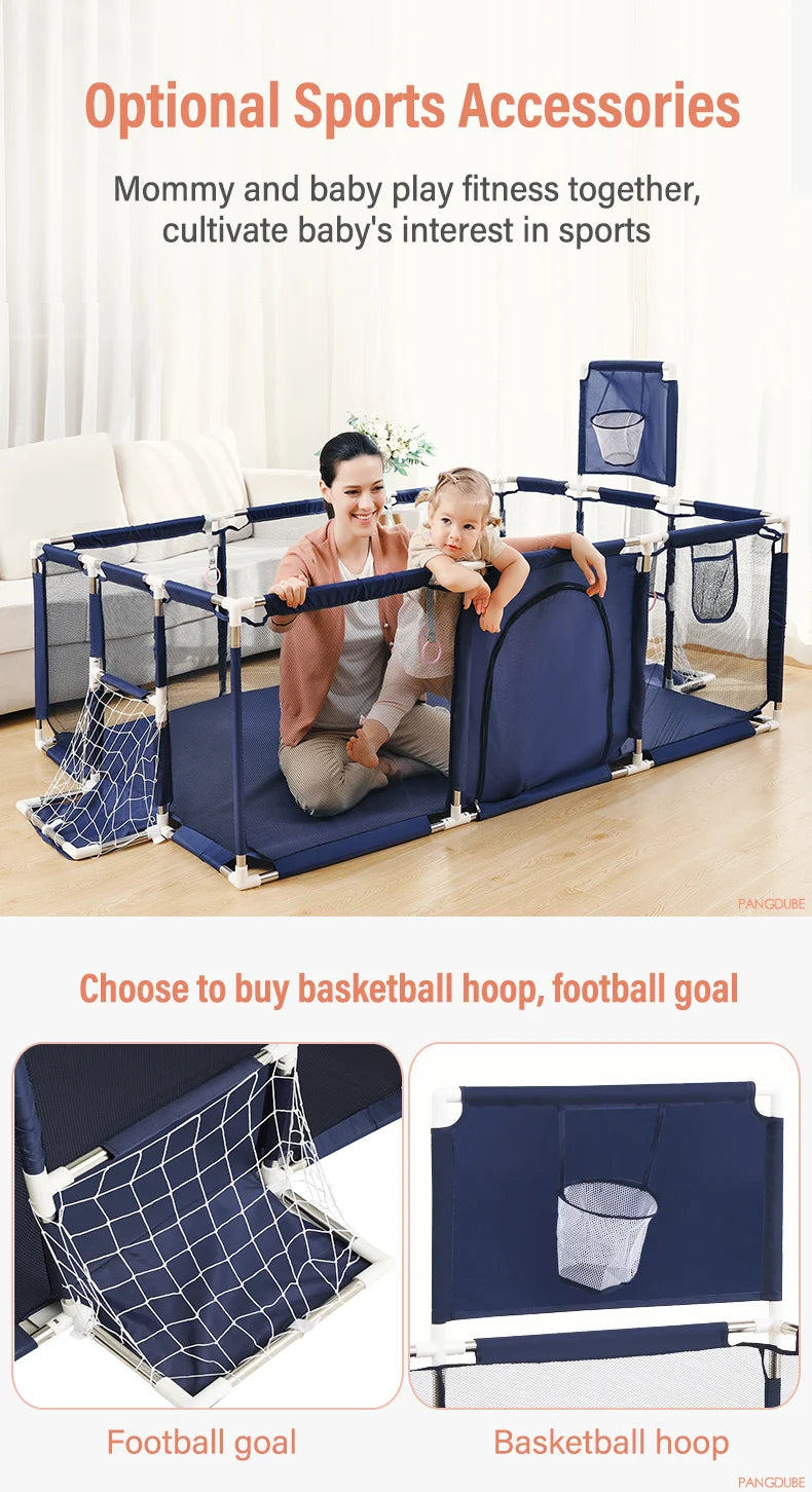 PANGDUBE Baby Playground Playpen for Baby and Toddlers Thicken Steel Pipes & Cloth Baby Fence Play Park Baby Activity Fence