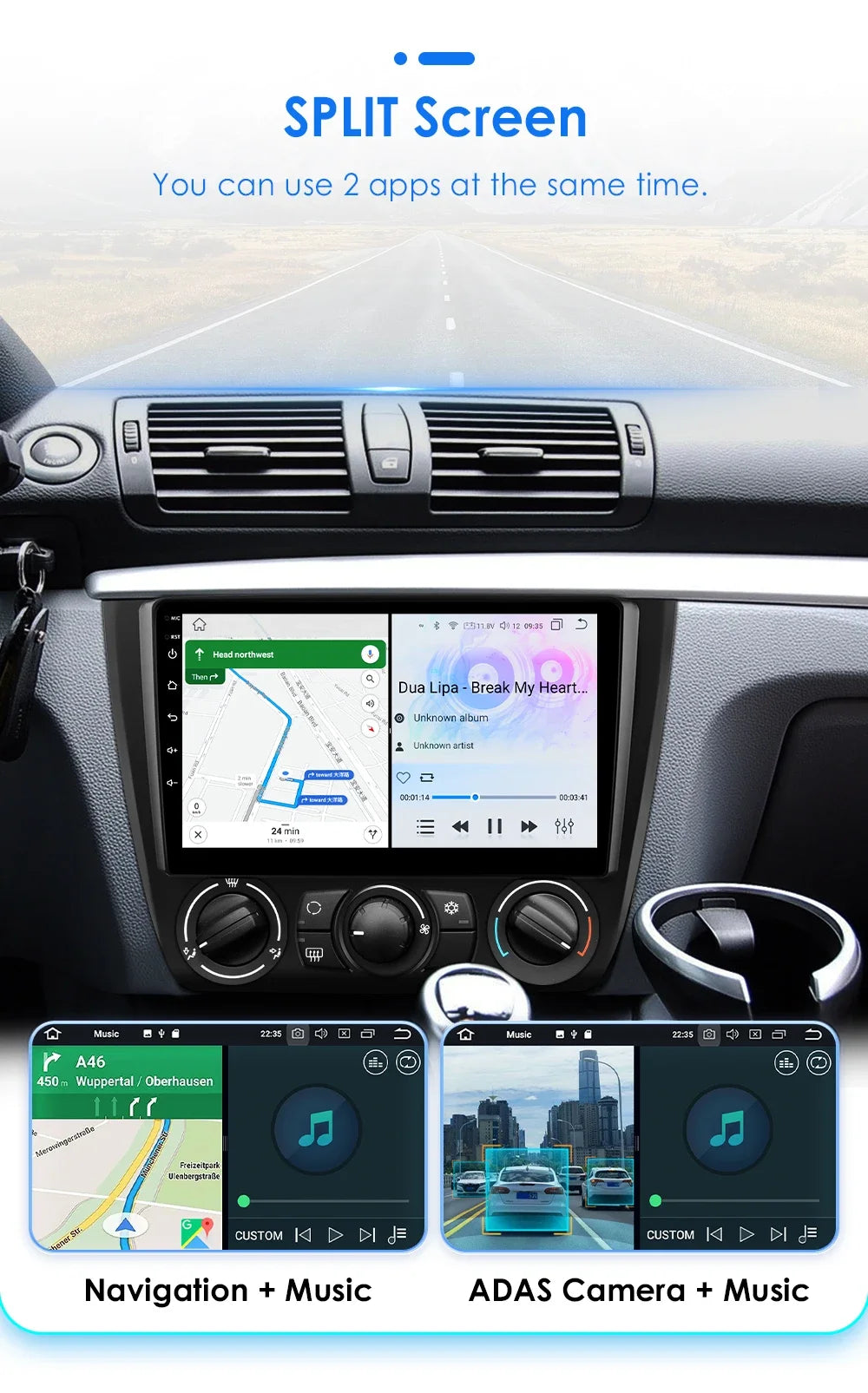 Hizpo 9inch 2Din Android13 Car Radio for BMW 1 Series E81 E82 E87 E88 AT MT Navigation GPS RDS DSP Android Auto CarPlay 360° CAM