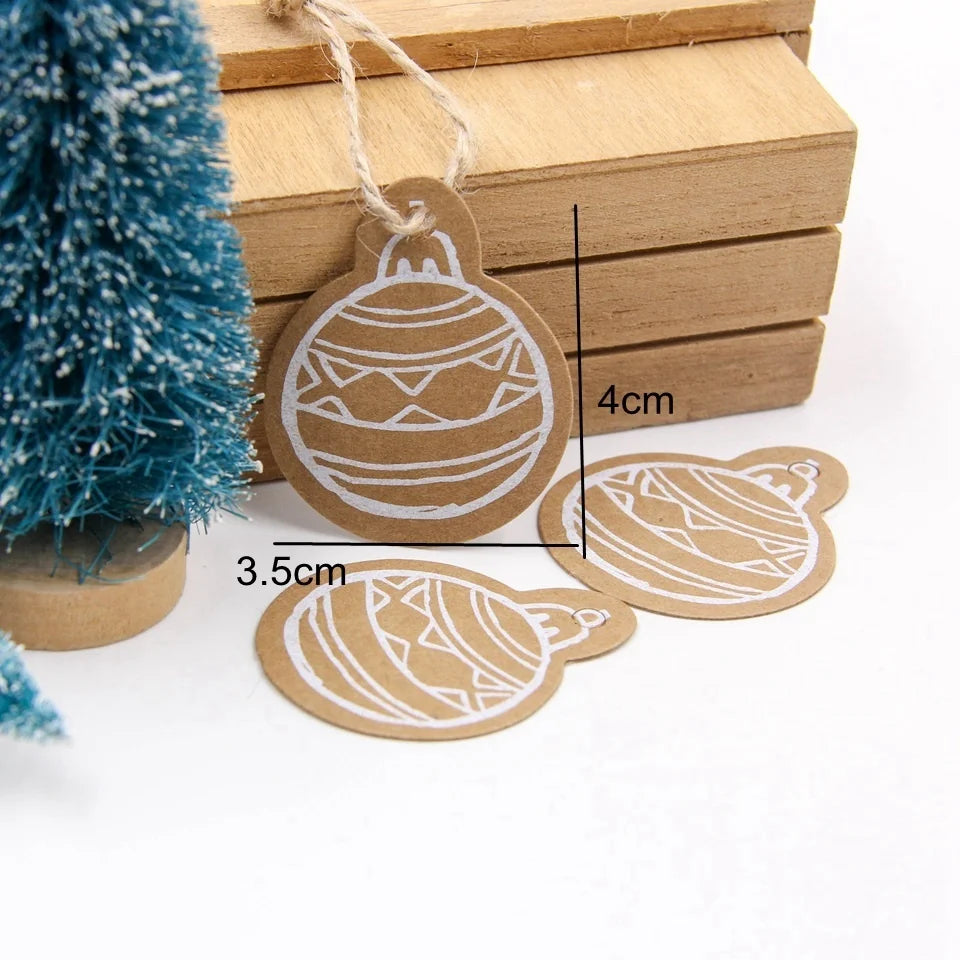 50PCS Christmas Kraft Paper Tags Handmade/Thank You DIY Crafts Hanging Tag With Rope for Christmas Gift Wrapping Supplies Favors