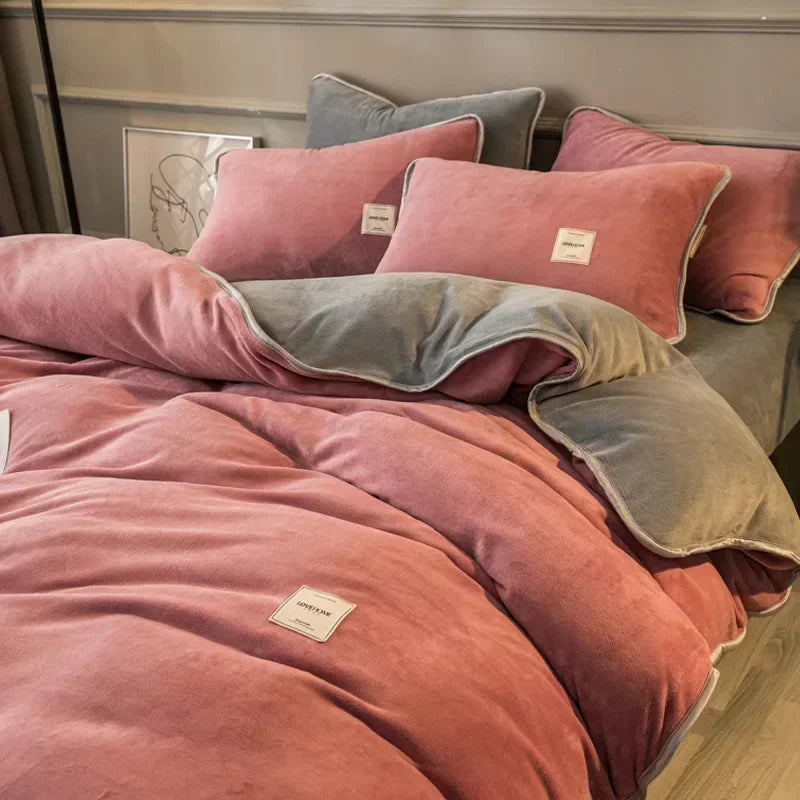 Winter New Coral Velvet Warm Quilt  Cover Soft Plush Quilt Cover Flannel Duvet Cover Bedding Home housse de couette 이불커버