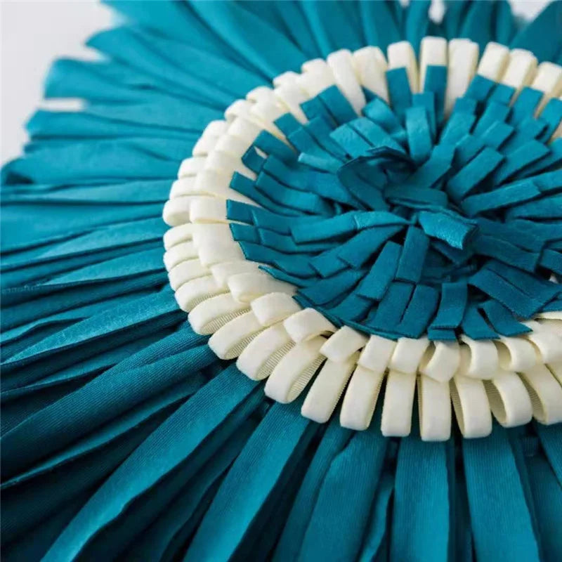 Modern Style Yellow White Throw Pillows Round  45*45 Velvet Stitching 3D Chrysanthemum Cushion Cover Waist Blue Cute Pillowcase