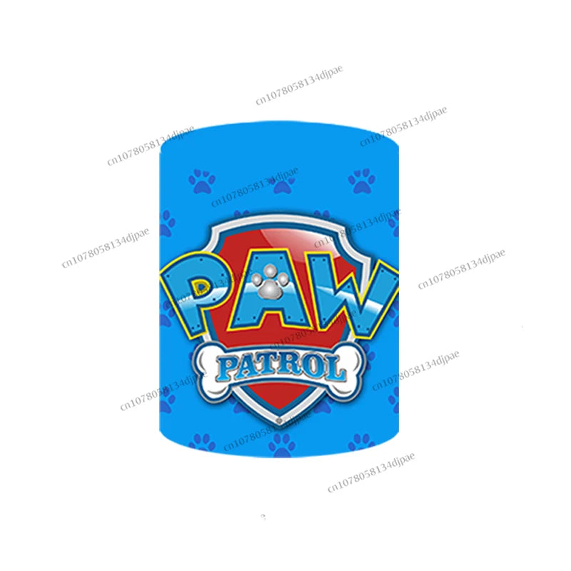 Paw Patrol Background Round Photo Boy Kid Birthday Party Backdrop Blue Runing Hero Dog Cylinder Elastic Cover Decorations Banner