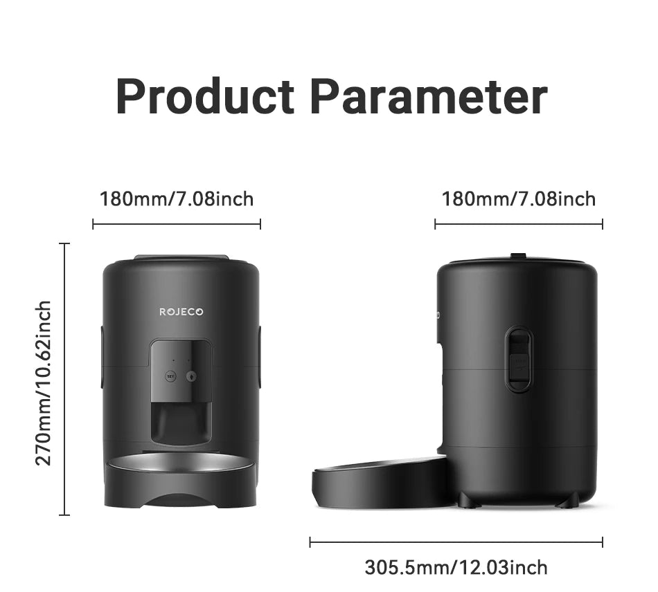 ROJECO Automatic Cat Feeder 2L Smart Pet Food Kibble Dispenser WiFi App Remote Control  Dog Feeder For Pet Cat Dog Accessories