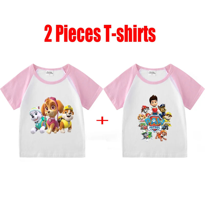 Children's PAW Patrol T-Shirt Kids Clothes Boys Girls Summer Cartoon Tops Short Sleeve Clothes 100% Cotton Baby Clothing