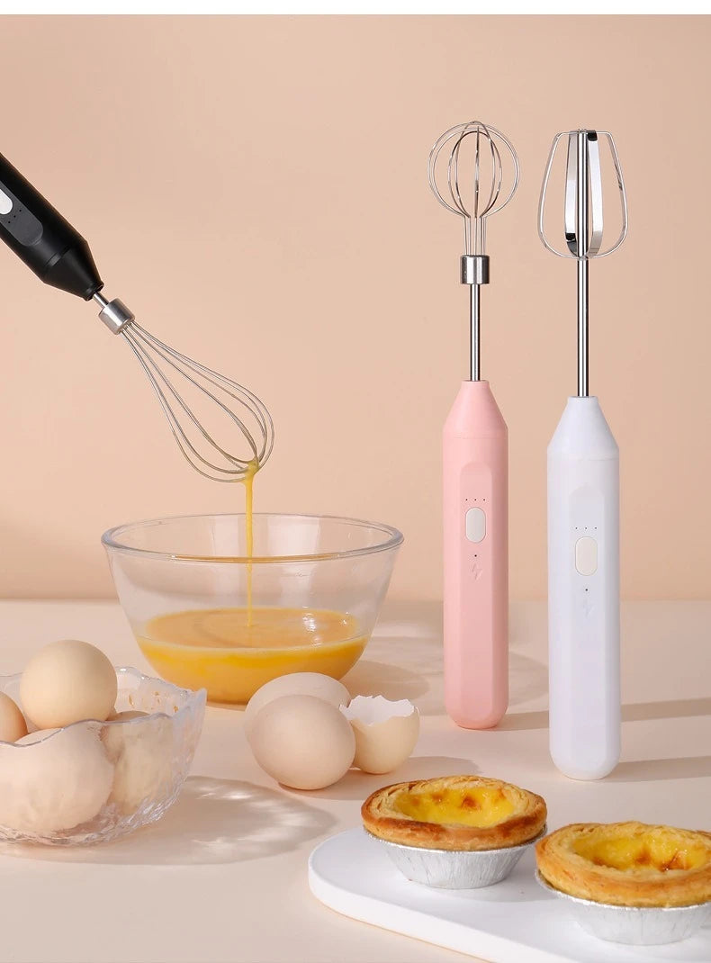 Cordless Multi-Use Whisk System | Compact Handheld Mixer with Milk Frother & Auto-Stirring for Baking, Coffee, and Cream