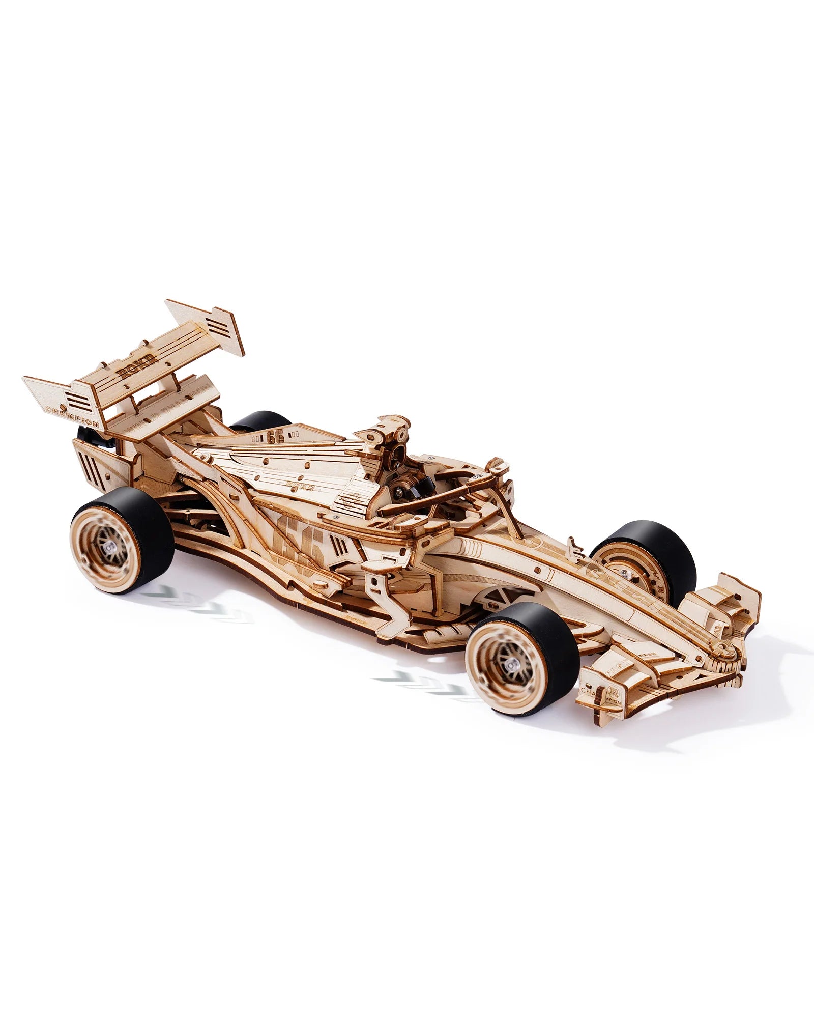 Robotime Rokr 3D Wooden Racing Car Puzzle DIY Model Kit for Adults & Teens, Mechanical Roaring Engine, 8-10M Forward Movement