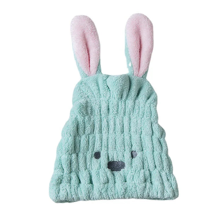 Dry Hair Hat Children Coral Velvet Cartoon Shower Cap Rabbit Ear Dry Hair Hat Wholesale Adult Female Dry Hair Towel
